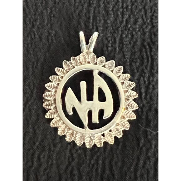 NA (Narcotics Anonymous) Initials in a Leaf Style Circle #881 .925 - Picture 1 of 7